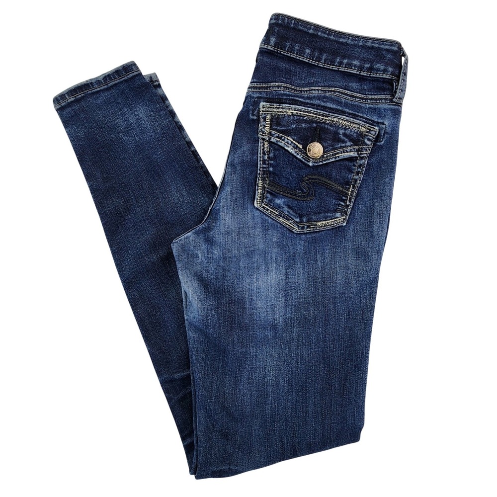 Silver Jeans Womens 28 Blue Suki‎ Skinny Dark Wash Flap Pocket Y2K Western Denim